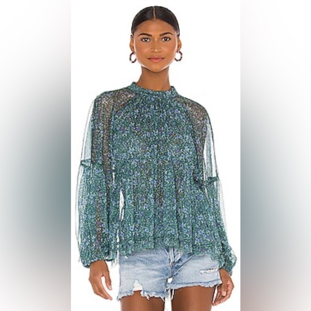 Free People - Emerald Multi Sheer Sweet Heart Top
